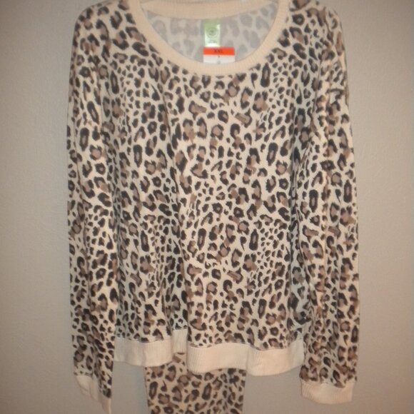 Honeydew Women's Plus Size XXL Natural Leopard 2 Piece Pajama Loungewear Set NWT - Picture 2 of 4